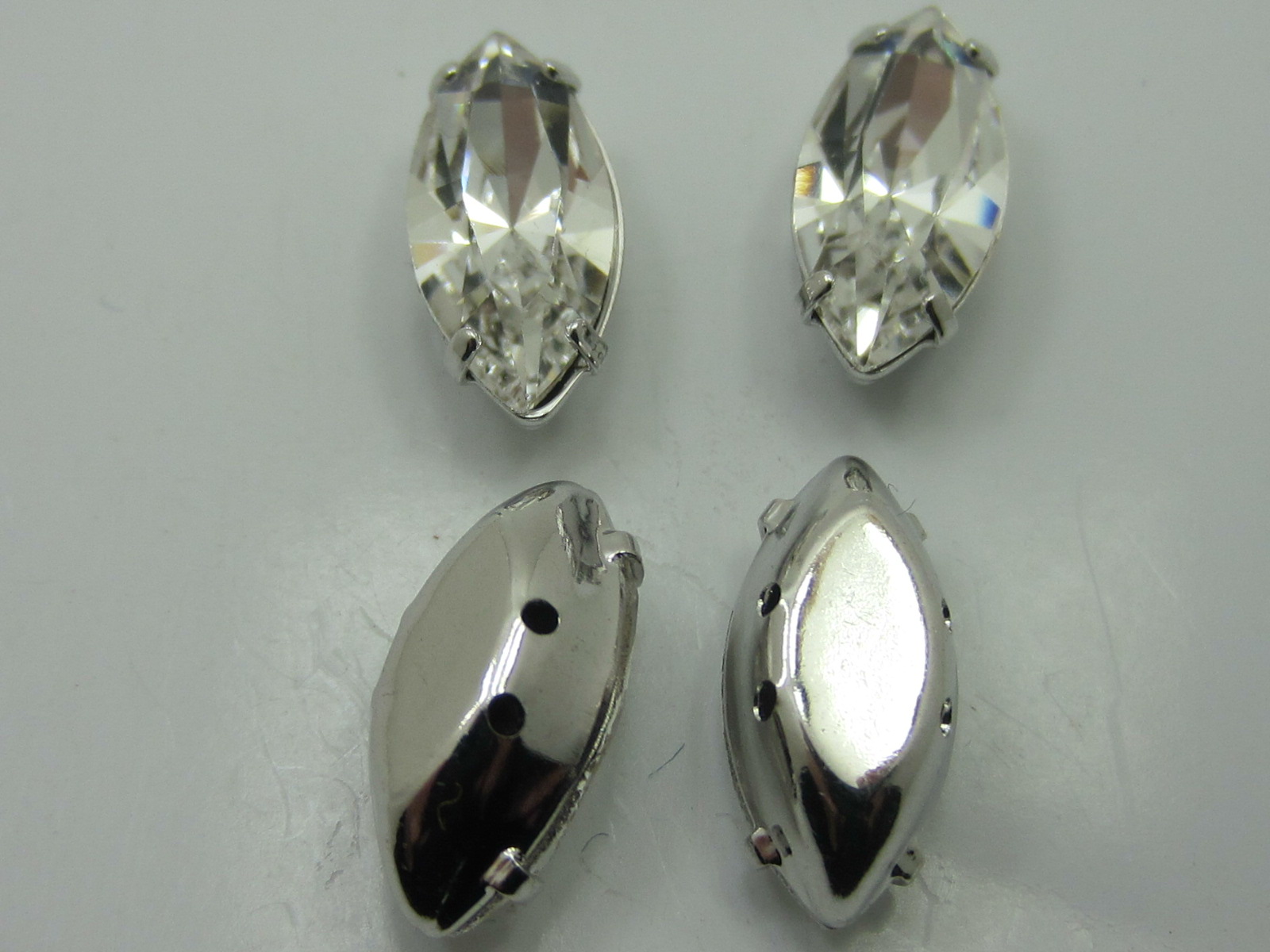 4pcs. MARQUIS 15X7mm  CRYSTAL/SEW ON SETTING European Rhinestones